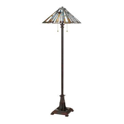 Luminosa Lighting Elstead Quoizel Maybeck Tiffany Floor Lamp Valiant Bronze from B&Q