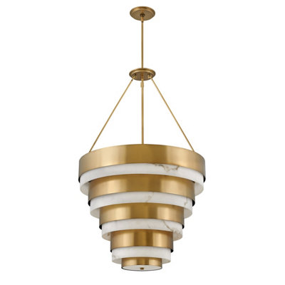 B&Q -  Elstead Hinkley Echelon Cylindrical Pendant Ceiling Light Heritage Brass