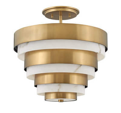 B&Q -  Elstead Hinkley Echelon Cylindrical Ceiling Light Heritage Brass