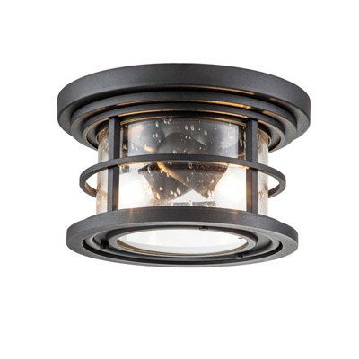 Luminosa Lighting Elstead Feiss Lighthouse Outdoor Flush Textured BlackIp44 from B&Q