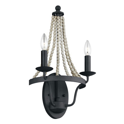 Luminosa Lighting Elstead Feiss Nori Candle Wall Lamp Dark Weathered Zinc With Driftwood Grey from B&Q
