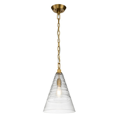 B&Q -  Elstead Feiss Elmore Dome Pendant Ceiling Light Burnished Brass