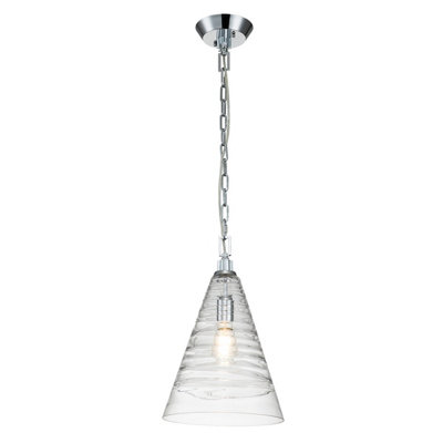 B&Q -  Elstead Feiss Elmore Dome Pendant Ceiling Light Polished Chrome