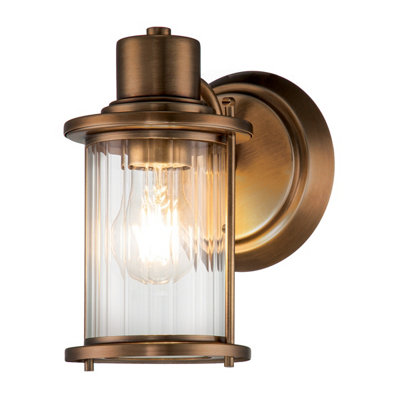 Luminosa Lighting Elstead Quoizel Riggs Wall Lamp Weathered BrassIp44 from B&Q