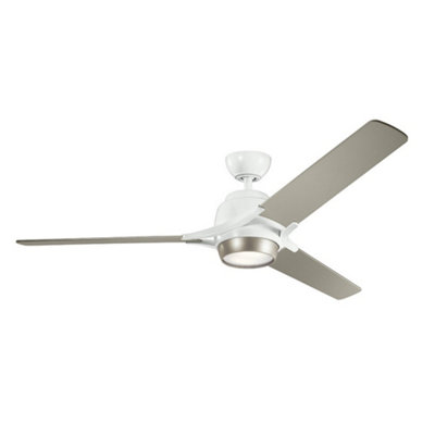 Luminosa Lighting Elstead Kichler Zeus 3 Blade 152Cm Ceiling Fan With Led Light Brushed Nickel Remote Control from B&Q