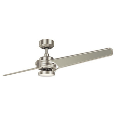 Luminosa Lighting Elstead Kichler Xety 2 Blade 142Cm Ceiling Fan With Led Light Brushed Nickel Remote Control from B&Q