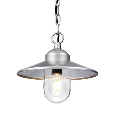 Luminosa Lighting Elstead Klampenborg 1 Light Outdoor Ceiling Chain Lantern Silver Ip44E27 from B&Q