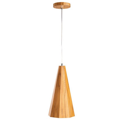 Luminosa Lighting Elstead Angular Dome Pendant Ceiling Light Teak from B&Q