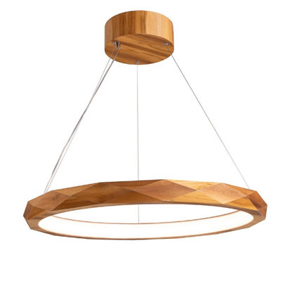 Luminosa Lighting Elstead Angular Integrated Led Pendant Ceiling Light Teak from B&Q