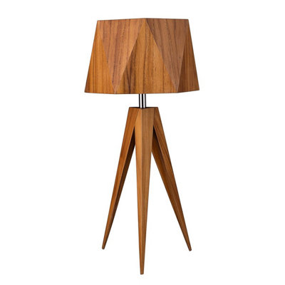 Luminosa Lighting Elstead Angular Table Lamp With Round Tapered Shade Teak from B&Q