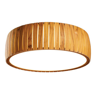 Luminosa Lighting Elstead Barrel Cylindrical Pendant Ceiling Light Teak from B&Q