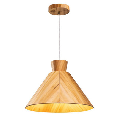 Luminosa Lighting Elstead Conical Dome Pendant Ceiling Light Teak from B&Q