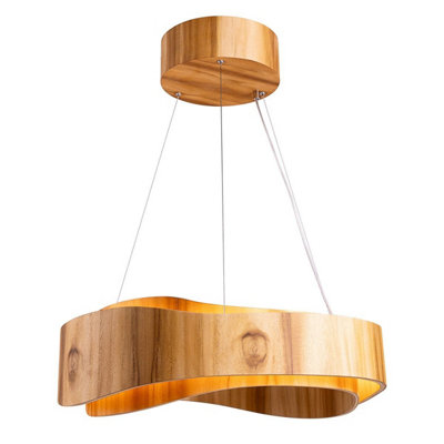 Luminosa Lighting Elstead Horizon 60Cm Cylindrical Pendant Ceiling Light Teak from B&Q