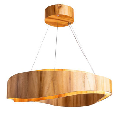 Luminosa Lighting Elstead Horizon 80Cm Cylindrical Pendant Ceiling Light Teak from B&Q