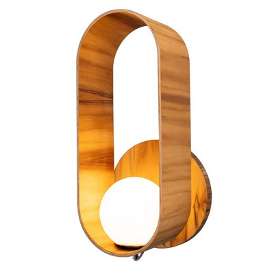 Luminosa Lighting Elstead Sfera Globe Wall Lights Teak from B&Q