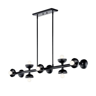 Luminosa Lighting Elstead Kichler Palta Bar Pendant Ceiling Light Contemporary Satin Black 10X E14 from B&Q
