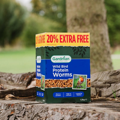 Gardman Protein Worms Mealworms For Wild Birds 1.2Kg Recyclable Box from B&Q