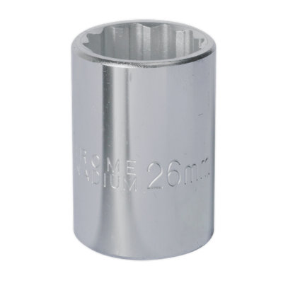 Sealey Walldrive Socket Tool 26mm 3/4" Square Drive Chrome Vanadium Steel S34/26 from B&Q