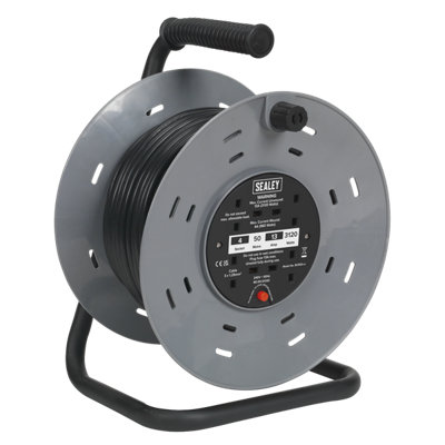 Sealey 50 Metres Cable Reel Extension With Thermal Trip 4 X 230V Sockets Bcr50 from B&Q