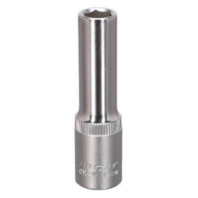 Sealey Walldrive Socket 9Mm Deep 3/8" Square Drive Chrome Vanadium Steel S3809d