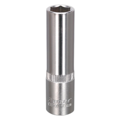 B&Q -  Walldrive Socket 11mm Deep 3/8" Square Drive Chrome Vanadium Steel S3811D