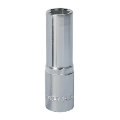 B&Q -  Walldrive Socket 14mm Deep 1/2" Square Drive Chrome Vanadium Steel S1214D