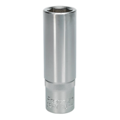 Sealey Walldrive Socket 16mm Deep 1/2" Square Drive Chrome Vanadium Steel S1216D from B&Q