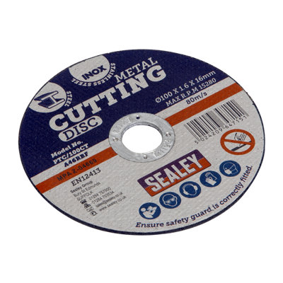 Sealey General-Purpose Flat Cutting Disc 100 X 1.6Mm 16Mm Bore Ptc/100Ct