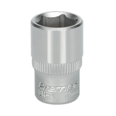 B&Q -  Walldrive Socket Tool 11mm 1/4" Square Drive Chrome Vanadium Steel S1411