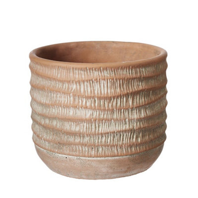 Rustic Ceramic Sculptured Texture Plant Pot (W14 Cm) from B&Q