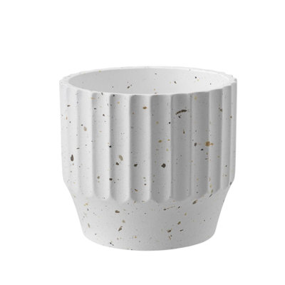 White Ceramic Speckled Pleated Indoor Plant Pot (Height: 16 X Dia. 18Cm) from B&Q