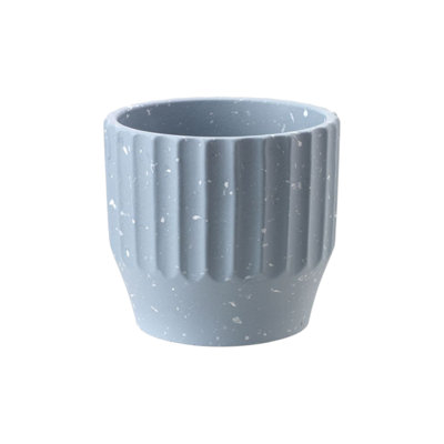 Blue Ceramic Speckled Pleated Indoor Plant Pot (H14 X Dia. 15Cm) from B&Q
