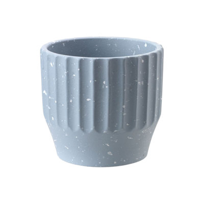 Blue Ceramic Speckled Pleated Indoor Plant Pot (Height: 16 X Dia. 18Cm) from B&Q