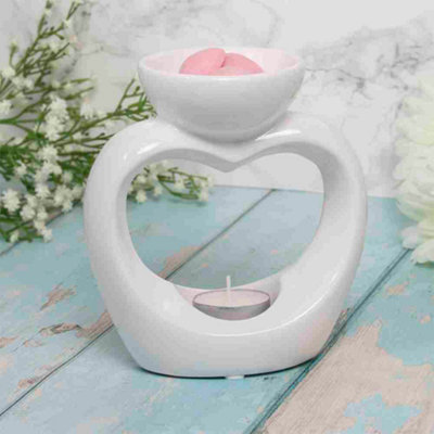Annibells White Heart Ceramic Wax Melt / Oil Burner (4830) from B&Q