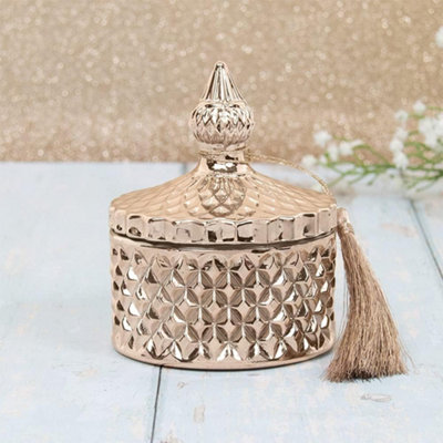 Rose Gold Glass Candle Jar With LidBlossom & Honey Candle (4521) from B&Q