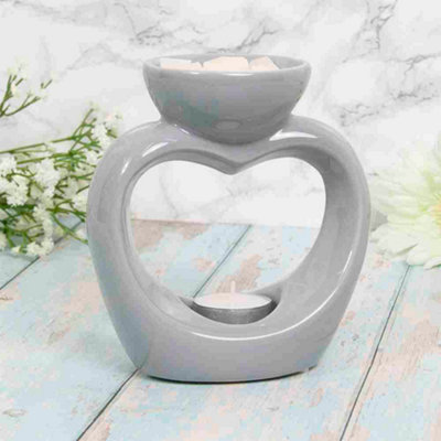 Annibells Grey Heart Ceramic Wax Melt Oil Burner (4825) from B&Q