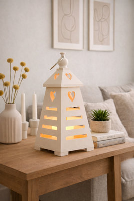 Marco Paul Large Pre-Lit Flameless Candle Holder PyramidWhite from B&Q