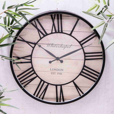 Annibells Black & Wood Effect Roman Numeral Wall Clock (12968) from B&Q