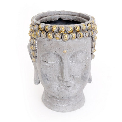 B&Q -  Gold Effect Buddha Planter 22Cm