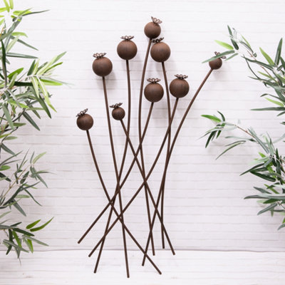  - Annibells Large Rustic Poppy Head Metal Outdoor Wall Plaque (17965)