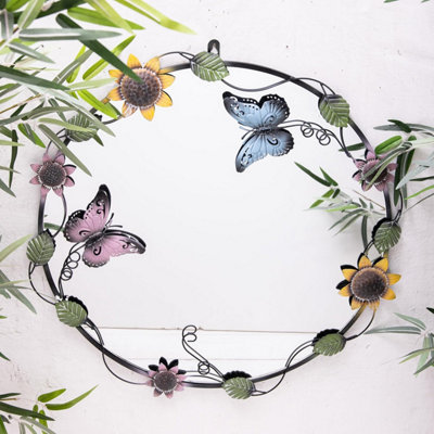 Annibells Metal Flower Butterfly Round Wall Mirror from B&Q