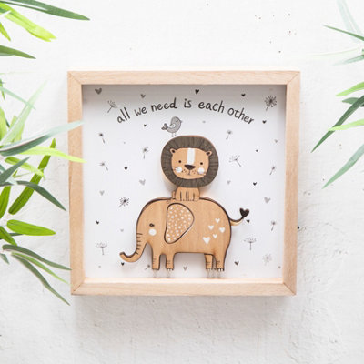 Annibells Led Light-Up Elephant & Lion Wooden Wall Plaque from B&Q