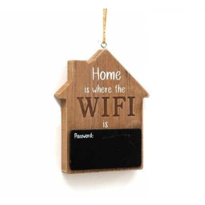 Sifcon Wifi Password Code Sign Wooden House Shaped Plaque from B&Q
