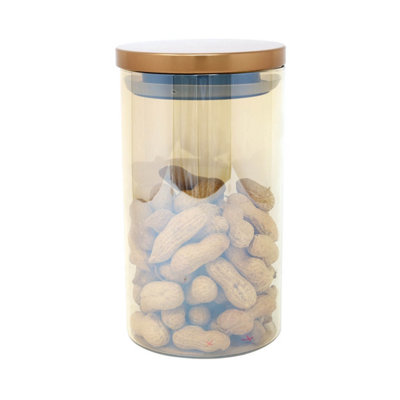 Glass Jar With Airtight Lid Medium Clear Copper 1.2L Dry Food Storage Container from B&Q