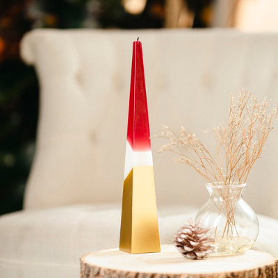 32Cm Red And Gold Pyramid Candle from B&Q