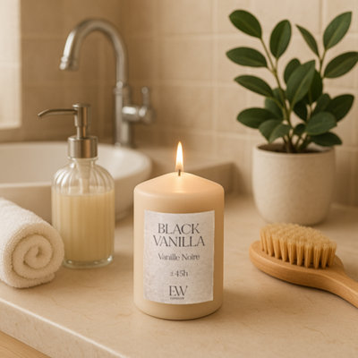 Marco Paul Small Scented Pillar CandleBlack Vanilla from B&Q