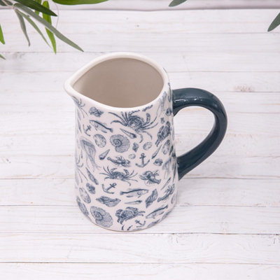 Lyte Annibells Ceramic Blue Coastal Seashell Jug Vase (18335) from B&Q