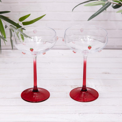 Annibells Set Of 2 Strawberry Coupe Champagne Cocktail Glasses (18093) from B&Q
