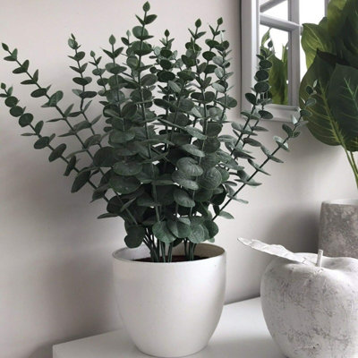 Annibells Artificial Eucalyptus In White Plant Pot (4658) from B&Q