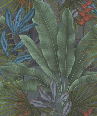 Galerie Welcome Home Purple Lilac Tropical Leaves A4 Wallpaper Sample from B&Q